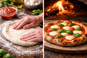 Authentic Margherita Pizza dough preparation
