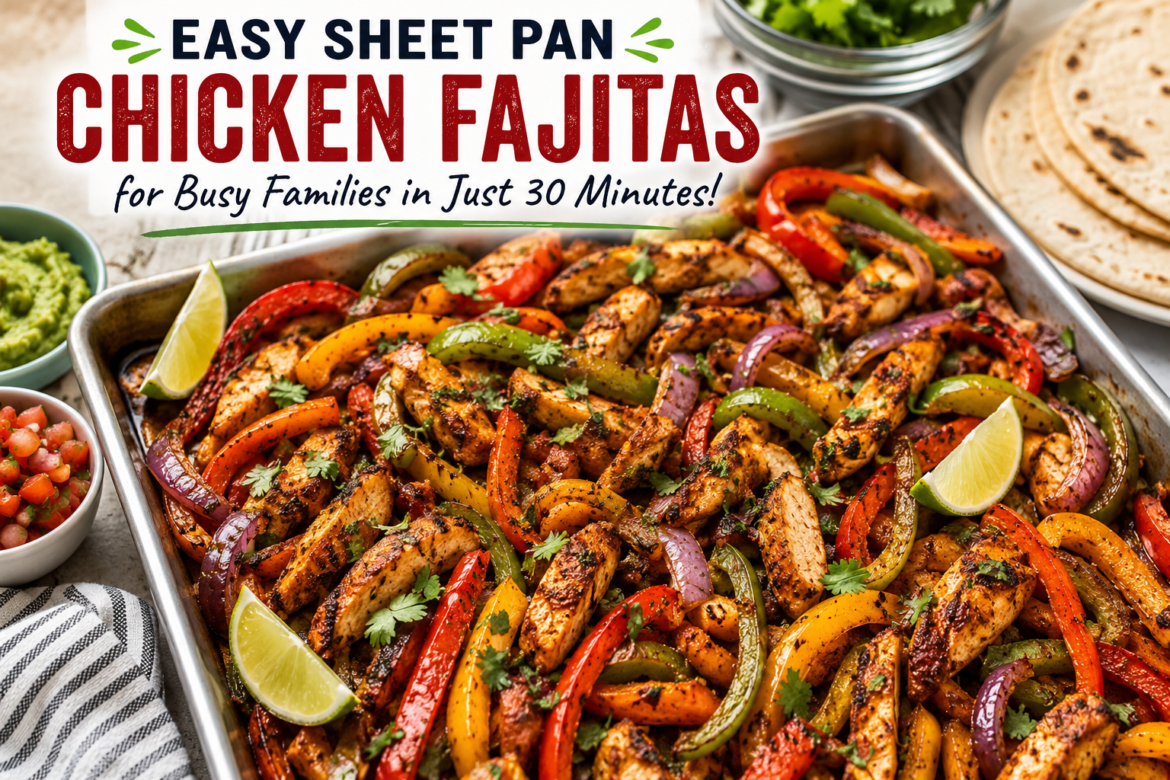 Easy Sheet Pan Chicken Fajitas for Busy Families in Just 30 Minutes The Ultimate One-Pan Dinner for Busy Weeknights When life gets hectic and dinner needs to happen fast, few meals can compete with Easy Sheet Pan Chicken Fajitas. This flavorful Tex-Mex favorite combines juicy seasoned chicken, colorful bell peppers, and tender onions roasted together on a single pan for a stress-free family dinner. The beauty of this recipe lies in its simplicity, bold flavors, and incredibly easy cleanup. Whether you are feeding hungry kids after school activities, preparing a quick dinner after work, or looking for healthy meal prep ideas, sheet pan chicken fajitas check every box. They are quick, customizable, nutritious, and packed with smoky homemade fajita seasoning that tastes better than takeout. In this complete guide, you will learn everything you need to know about making the perfect sheet pan chicken fajitas, including ingredient tips, cooking methods, serving ideas, storage instructions, and expert tricks to guarantee restaurant-quality flavor every single time. Why Families Love Sheet Pan Chicken Fajitas Busy families need meals that are: Fast to prepare Budget-friendly Nutritious Kid-approved Easy to clean up This recipe delivers all of that in one delicious pan. Unlike traditional fajitas cooked in batches on a stovetop skillet, sheet pan fajitas roast everything together in the oven. That means less standing over the stove and more time spent with family. The oven creates beautifully caramelized vegetables while keeping the chicken juicy and flavorful. What Makes This Recipe Special Quick Cooking Time Everything cooks in about 25 to 30 minutes from start to finish. Minimal Cleanup Only one sheet pan is needed, making cleanup incredibly easy. Healthy and Balanced Loaded with lean protein and fresh vegetables, this recipe fits perfectly into a balanced diet. Great for Meal Prep Chicken fajitas store well and can be reheated for lunches throughout the week. Easy to Customize You can easily swap proteins, vegetables, toppings, or spice levels. Ingredients for Sheet Pan Chicken Fajitas For the Chicken and Vegetables Chicken Use boneless skinless chicken breasts or chicken thighs. Chicken breasts are lean and cook quickly, while thighs provide extra juiciness and flavor. Bell Peppers Use a mix of colors for the best flavor and presentation: Red bell peppers Yellow bell peppers Green bell peppers Orange bell peppers Onion Red onions or yellow onions work best because they caramelize beautifully in the oven. Olive Oil Helps everything roast evenly and keeps the chicken moist. Lime Juice Fresh lime juice brightens the flavors and adds authentic fajita taste. Homemade Fajita Seasoning Why Homemade Seasoning Is Better Store-bought packets often contain preservatives and excess sodium. Homemade seasoning gives you better flavor and full control over ingredients. Seasoning Ingredients Chili Powder Adds smoky warmth and rich color. Paprika Provides mild sweetness and beautiful depth. Garlic Powder Essential for savory flavor. Onion Powder Enhances the onion flavor naturally. Cumin Adds earthy Tex-Mex flavor. Oregano Balances the spices with herbal freshness. Salt and Black Pepper Essential for seasoning everything properly. Cayenne Pepper Optional for extra heat. Equipment Needed Baking Sheet A large rimmed baking sheet works best. Mixing Bowl For tossing the chicken and vegetables with seasoning. Sharp Knife Needed for evenly slicing vegetables and chicken. Tongs or Spatula Useful for tossing halfway through cooking. How to Make Easy Sheet Pan Chicken Fajitas Step 1: Prepare the Oven Preheat your oven to 425°F. High heat helps create caramelization and prevents soggy vegetables. Step 2: Slice the Ingredients Chicken Slice chicken into thin strips for quick cooking. Vegetables Cut peppers and onions into evenly sized strips. Uniform slices ensure everything cooks at the same speed. Step 3: Make the Seasoning In a small bowl, combine: Chili powder Paprika Garlic powder Onion powder Cumin Oregano Salt Pepper Cayenne pepper Mix thoroughly. Step 4: Season Everything Place chicken and vegetables on the sheet pan. Drizzle with olive oil and lime juice. Sprinkle seasoning evenly over everything. Toss until fully coated. Step 5: Spread Evenly Arrange everything in a single layer. Avoid overcrowding the pan because crowded vegetables steam instead of roast. Step 6: Roast Bake for 20 to 25 minutes. Halfway through cooking, toss everything gently for even roasting. The chicken should be fully cooked and the vegetables slightly charred. Step 7: Serve Serve immediately with warm tortillas and your favorite toppings. Best Tortillas for Fajitas Flour Tortillas Soft and flexible, perfect for classic fajitas. Corn Tortillas Great for a more authentic Mexican flavor. Low-Carb Tortillas Ideal for healthier variations. Best Toppings for Chicken Fajitas Classic Toppings Sour Cream Adds cool creaminess. Guacamole Rich avocado flavor pairs perfectly with smoky chicken. Salsa Fresh tomato salsa adds brightness. Shredded Cheese Cheddar or Mexican blend melts beautifully. Fresh Cilantro Adds freshness and color. Lime Wedges Extra lime juice enhances flavor. Optional Additions Jalapeños For extra spice. Pickled Onions Adds tangy crunch. Hot Sauce Perfect for spice lovers. Pico de Gallo Fresh and vibrant topping option. How to Keep Chicken Juicy Do Not Overcook Chicken cooks quickly when sliced thinly. Use a meat thermometer if needed. Chicken is safe at 165°F. Use Enough Oil Olive oil helps lock in moisture. Slice Evenly Uneven pieces may overcook or undercook. How to Get Perfect Roasted Vegetables Use High Heat 425°F creates caramelization. Avoid Overcrowding Vegetables need space to roast properly. Toss Halfway Through Ensures even cooking and browning. Healthy Benefits of Chicken Fajitas High Protein Meal Chicken provides lean protein for muscle repair and fullness. Loaded With Vegetables Bell peppers contain: Vitamin C Fiber Antioxidants Lower in Calories Compared to takeout fajitas loaded with oil and cheese, homemade fajitas are lighter and healthier. Naturally Gluten-Free Option Use corn tortillas for a gluten-free meal. Easy Variations Steak Fajitas Replace chicken with sliced flank steak. Shrimp Fajitas Shrimp cooks even faster and tastes amazing with fajita seasoning. Vegetarian Fajitas Use mushrooms, zucchini, and black beans instead of meat. Spicy Fajitas Add extra cayenne pepper and jalapeños. Cheesy Fajitas Sprinkle shredded cheese over the pan during the last few minutes of baking. Best Side Dishes for Chicken Fajitas Mexican Rice Classic and filling side option. Refried Beans Creamy beans complement the fajitas perfectly. Corn Salad Fresh corn salad adds sweetness and crunch. Tortilla Chips and Salsa Perfect appetizer or side. Cilantro Lime Rice Bright and flavorful pairing. Avocado Salad Fresh avocado balances spicy flavors beautifully. Meal Prep Tips Store Separately Keep tortillas and toppings separate from the fajita mixture. Refrigeration Store in airtight containers for up to 4 days. Reheating Reheat in a skillet or oven for best texture. Microwave works too but may soften vegetables. Can You Freeze Chicken Fajitas? Yes. Freeze cooked fajita filling in freezer-safe bags for up to 3 months. Thaw overnight in the refrigerator before reheating. Common Mistakes to Avoid Overcrowding the Pan Causes steaming instead of roasting. Cutting Large Pieces Large chicken pieces take longer to cook. Under-Seasoning Fajitas need bold seasoning for authentic flavor. Using Low Heat High heat is essential for caramelization. How to Make Restaurant-Style Fajitas at Home Use Fresh Lime Juice Fresh citrus brightens all the flavors. Char the Vegetables Slight charring creates smoky restaurant flavor. Warm the Tortillas Warm tortillas are softer and more flavorful. Finish With Fresh Toppings Fresh toppings elevate the entire meal. Kid-Friendly Fajita Ideas Mild Seasoning Reduce cayenne pepper for younger kids. Fajita Rice Bowls Serve over rice instead of tortillas. Quesadilla Style Stuff the fajita filling into cheesy quesadillas. DIY Fajita Bar Let kids choose their own toppings. Budget-Friendly Dinner Option Chicken fajitas are affordable because they use: Inexpensive vegetables Simple pantry spices Budget-friendly chicken This makes them ideal for feeding large families without overspending. Why Sheet Pan Meals Are So Popular Sheet pan dinners have become extremely popular because they simplify cooking while maximizing flavor. Benefits include: Fewer dishes Faster preparation Less stress Easy portion control Better meal prep options Busy households appreciate recipes that save both time and energy. How to Add More Flavor Marinate the Chicken Marinate chicken for 30 minutes before cooking. Add Smoked Paprika Creates deeper smoky flavor. Use Fresh Garlic Fresh garlic provides stronger taste than powder alone. Add Chipotle Powder For smoky heat. Perfect Drinks to Serve With Fajitas Fresh Lemonade Refreshing and family-friendly. Iced Tea Classic pairing. Sparkling Water With Lime Light and refreshing. Fruit Punch Kids especially enjoy this option. Hosting a Fajita Night Chicken fajitas are excellent for parties because guests can customize their own plates. Create a fajita bar with: Tortillas Rice Beans Cheese Salsa Guacamole Sour cream Jalapeños Hot sauces This setup is fun, interactive, and easy for entertaining. Nutrition Overview A typical serving contains: Lean protein Fiber-rich vegetables Healthy fats Important vitamins and minerals Using whole wheat or low-carb tortillas can further improve nutritional value. How to Make Fajitas Low Carb Skip tortillas and serve fajitas: Over lettuce In bowls With cauliflower rice Wrapped in lettuce leaves Sheet Pan Cooking Tips for Beginners Use Parchment Paper Makes cleanup even easier. Rotate the Pan Rotate halfway through for even cooking. Do Not Use Too Much Liquid Too much moisture prevents browning. Why This Recipe Is Perfect for Weeknights Weeknight dinners need to be: Fast Simple Delicious Reliable This recipe delivers consistent results every time while requiring very little effort. You can prep everything ahead of time and simply bake when ready. Frequently Asked Questions Can I Use Chicken Thighs? Yes. Chicken thighs are juicy and flavorful. Can I Make This Ahead? Absolutely. Prep ingredients ahead and refrigerate until ready to cook. Can I Use Frozen Peppers? Fresh peppers work best, but frozen peppers can work in a pinch. How Spicy Is This Recipe? Mild to medium depending on cayenne usage. What Is the Best Oven Temperature? 425°F gives the best roasted texture. Final Thoughts Easy Sheet Pan Chicken Fajitas are the ultimate solution for busy families who want a delicious homemade dinner without spending hours in the kitchen. With juicy seasoned chicken, colorful roasted vegetables, bold Tex-Mex spices, and endless topping possibilities, this meal is guaranteed to become a regular part of your dinner rotation. The one-pan cooking method keeps preparation simple and cleanup easy while delivering restaurant-quality flavor every single time. Whether you are meal prepping for the week, feeding a crowd, or simply trying to survive a hectic weekday evening, these sheet pan chicken fajitas offer the perfect balance of convenience, flavor, and nutrition. Once you try this easy recipe, you will understand why sheet pan fajitas are one of America’s favorite quick family dinners.